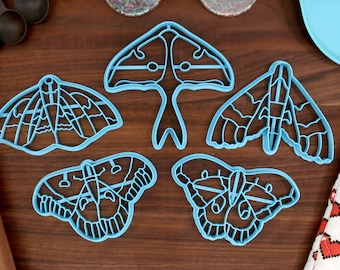 Moth Cookie Cutters Set: Luna, Cecropia, Imperial, Sphinx, Polyphemus