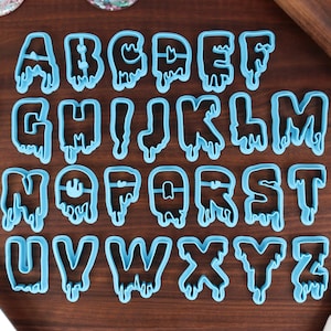 Cortadores de galletas con letras sangrientas de Halloween - Letras de fondant, letras para decorar pasteles - Letras sangrientas para San Valentín