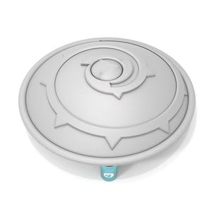 Puede incluir: Un disco de pl&aacute;stico blanco con un dise&ntilde;o en espiral y un peque&ntilde;o bot&oacute;n redondo en el centro. El disco tiene un borde texturizado con una serie de puntos.