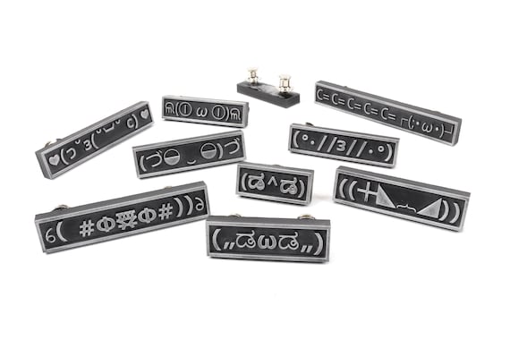 Kaomoji Pin Set: Japanese Emoticons, Crystal Resin & Aluminum PBUN1