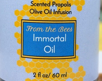 FREE SHIP, Scented Propolis Olive Oil Infusion: Immortelle & Blue Chamomile