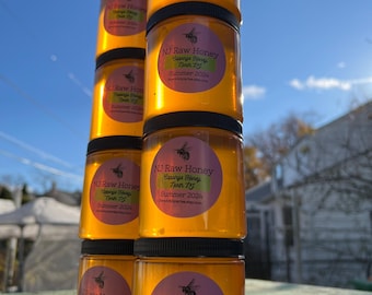 FREE SHIP, 12oz, NJ Summer Cappings Raw Honey, Pure and Unfiltered with Local Pollen