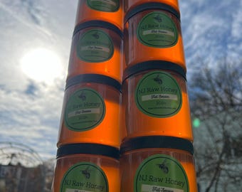 FREE SHIP, 12oz, Full Season NJ Raw Honey, Pure and Unfiltered with Local Pollen