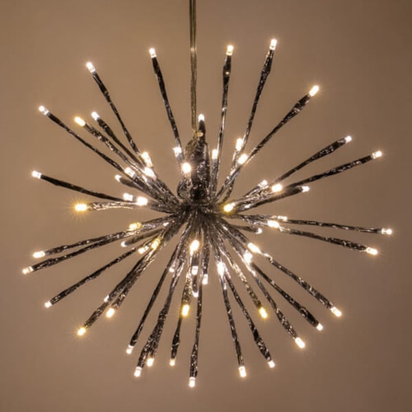 12" Silver Starburst Lighted Branches, Warm White LED, Twinkle LED Lights
