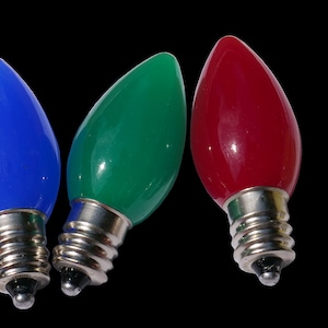 25 Count Multi Color Opaque Vintage style C7 Retro Fit LED Christmas Light Bulbs