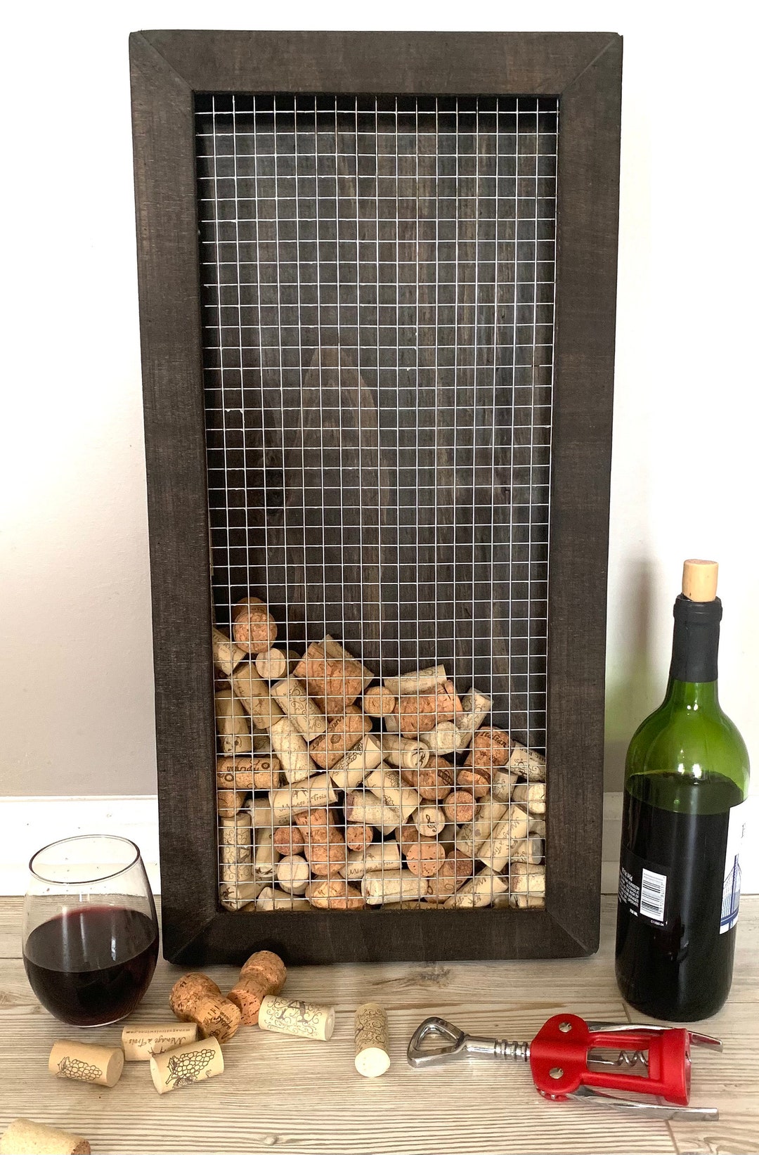 Farmhouse Style Wine Cork Box, Wine Cork Holder, Large Wine Cork Holder