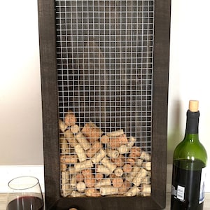 Farmhouse Style Wine Cork Box, Wine Cork Holder, Large Wine Cork Holder, Wine Cork Shadow Box