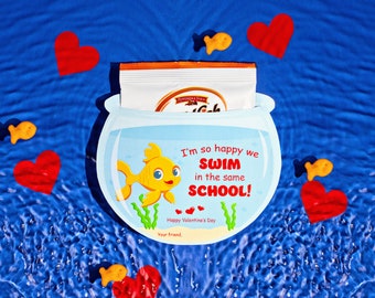 Goldfish Valentine, Classroom Valentine Goldfish, Valentine Printable, Kids Valentines, School Valentines, Non Candy Valentine, Goldfish