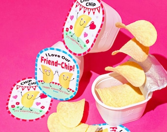 Snack Chip Valentine - Valentine Chip Printable - Kids School Class Valentine DIY - Valentine Chip Bag Tag - Valentines for Snack Size Chips