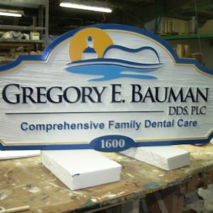 Sandblast Extra Large Foam (HDU) signs- sold be square foot- minimum order 18 square feet - custom to your design- hand painted