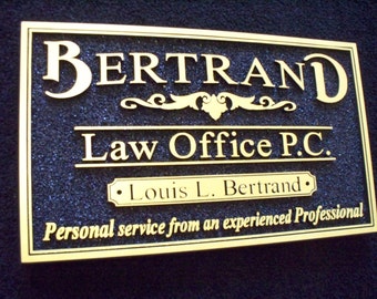 High Density Urethane sand carved single face sign business, custom 1.5"  with Black smalts background