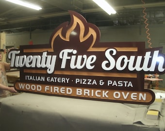 High Density Urethane sand carved single face sign business, custom 1.5"  with HDU dimensional overlay