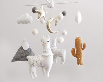 Llama Cactus Baby Mobile: Boho Nursery Decor