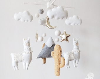 Llama Cactus Baby Mobile: Boho Nursery Decor