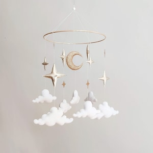 Stars and Clouds Baby Mobile Boy Starry Night Nursery Mobile Neutral Baby Mobile Moon Stars Baby Crib Mobile Space Mobile Regular packaging