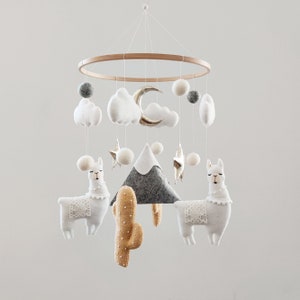 Baby Mobile - Llama Cactus Nursery Mobile -  Llama Mobile -  Cactus Crib Mobile -  Mountain Mobile - Gender Neutral Mobile - Boho Nursery
