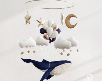 Whale Baby Mobile with Balloons