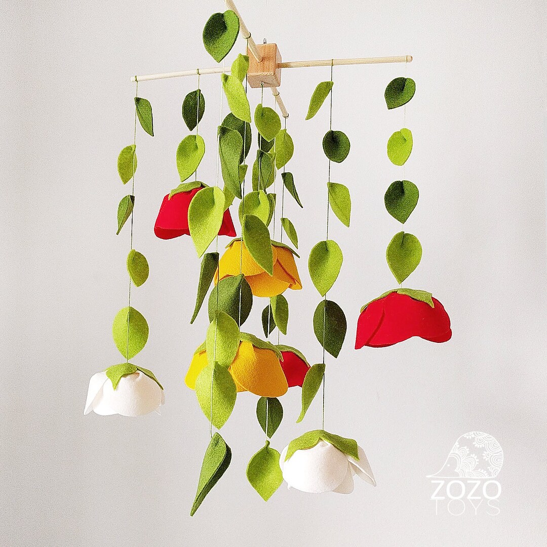 Baby Mobile Floral Baby Crib Mobile Felt Flower Mobile Flower Nursery