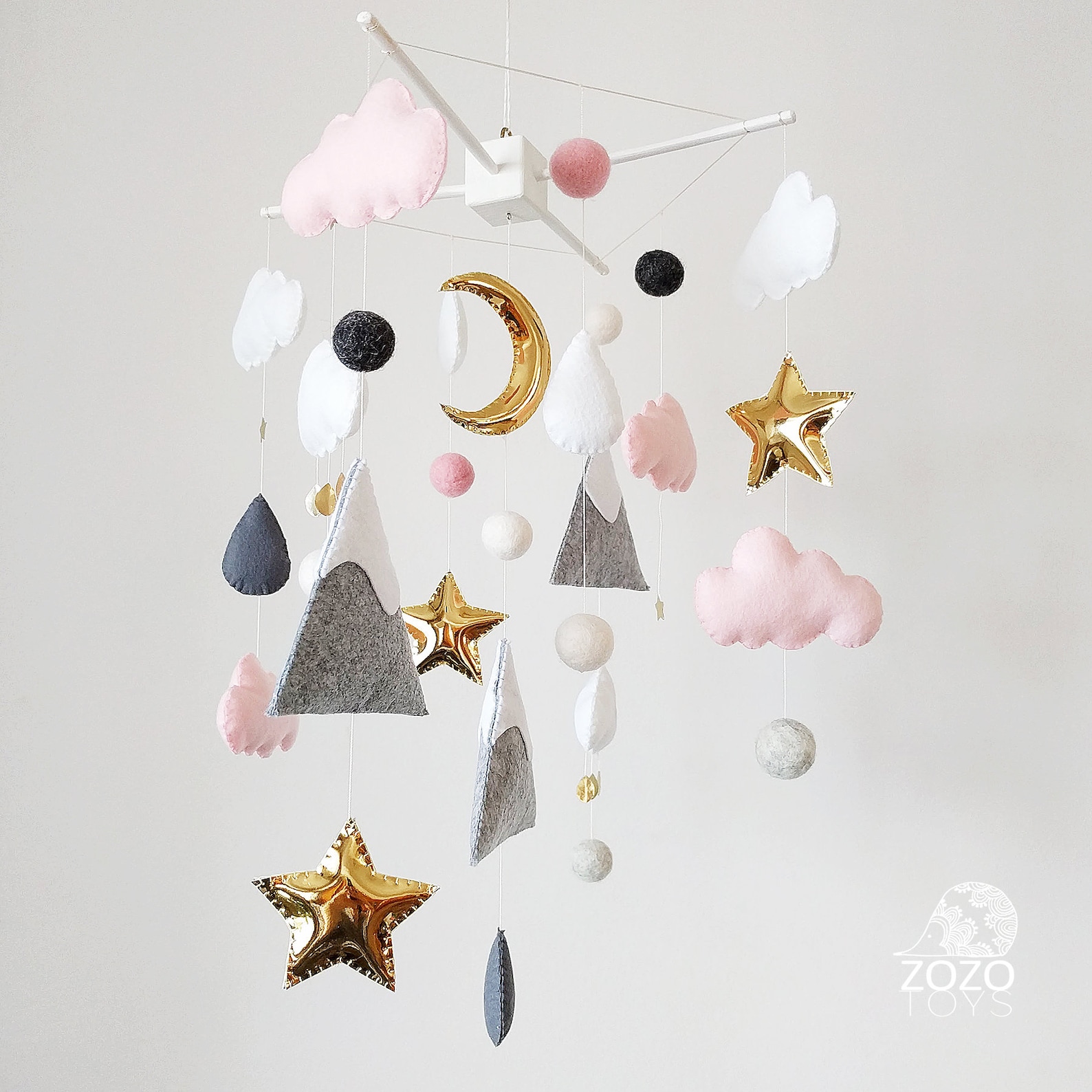 Mountain Baby Mobile Starry Night Baby Crib Mobile Girls Etsy