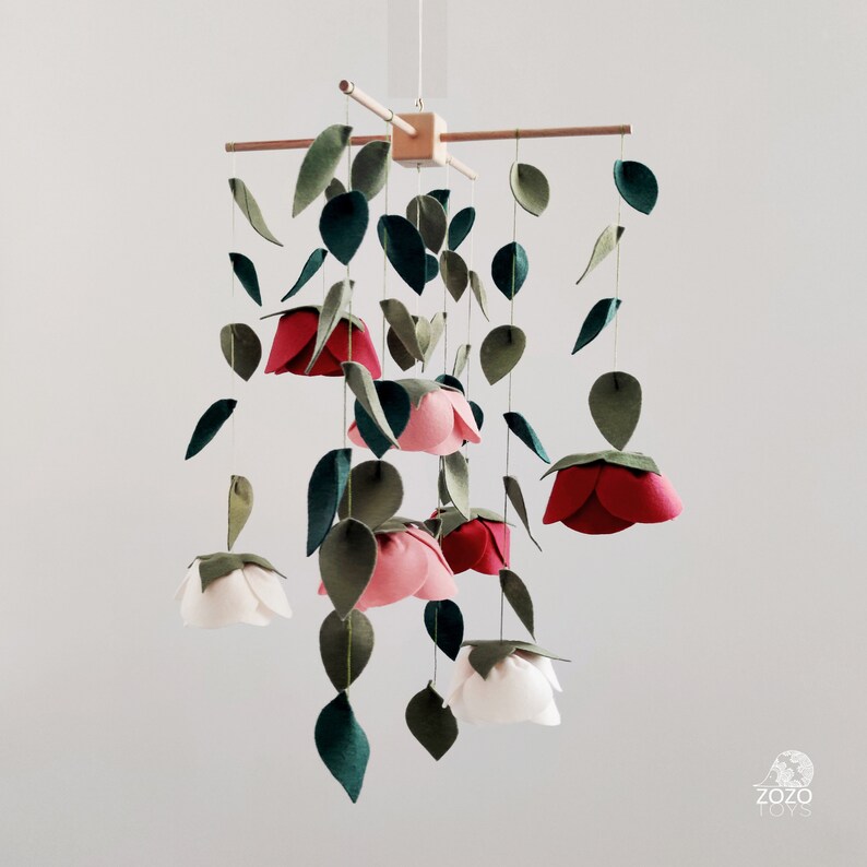 Floral Baby Mobile Girl Pink Flower Crib Mobile Baby Girl Etsy