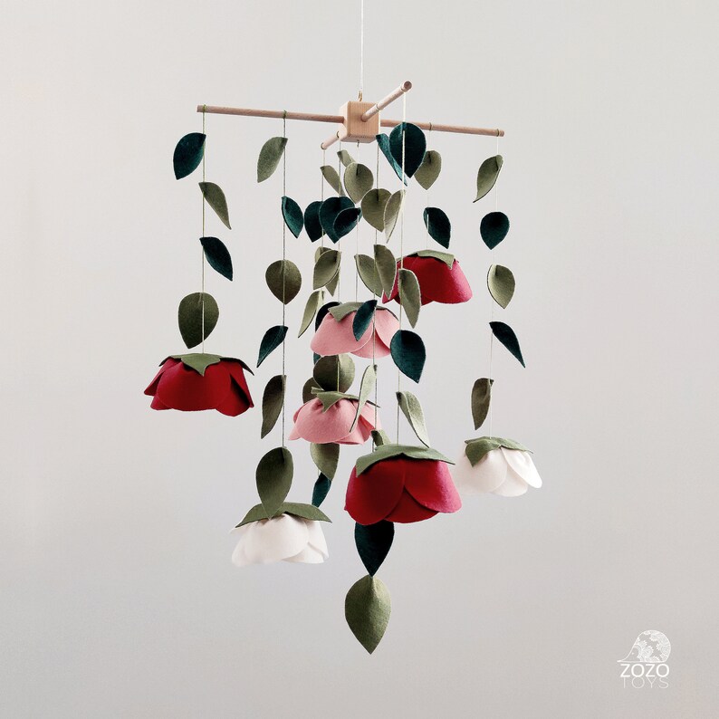 Floral Baby Mobile Girl Pink Flower Crib Mobile Baby Girl Etsy