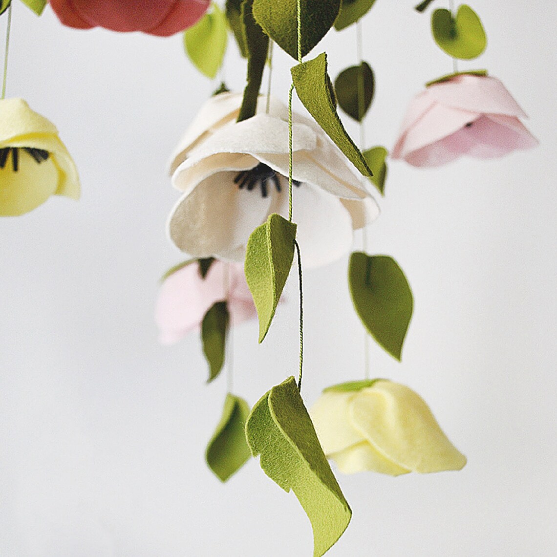 Baby Mobile Felt Flower Mobile Floral Baby Crib Mobile Etsy
