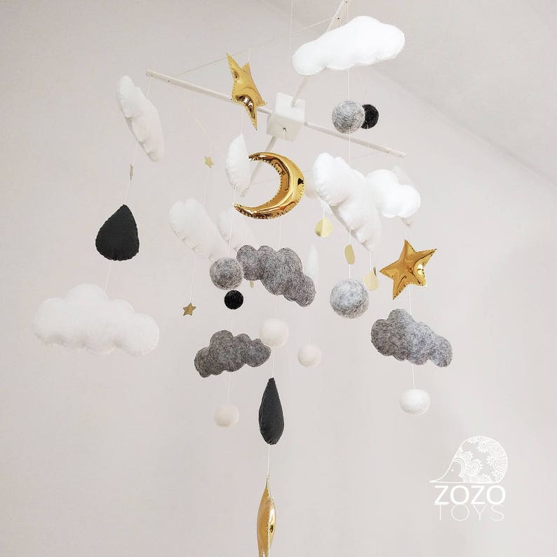 Baby Mobile Starry Night Baby Mobile Moon Stars Baby Crib Etsy