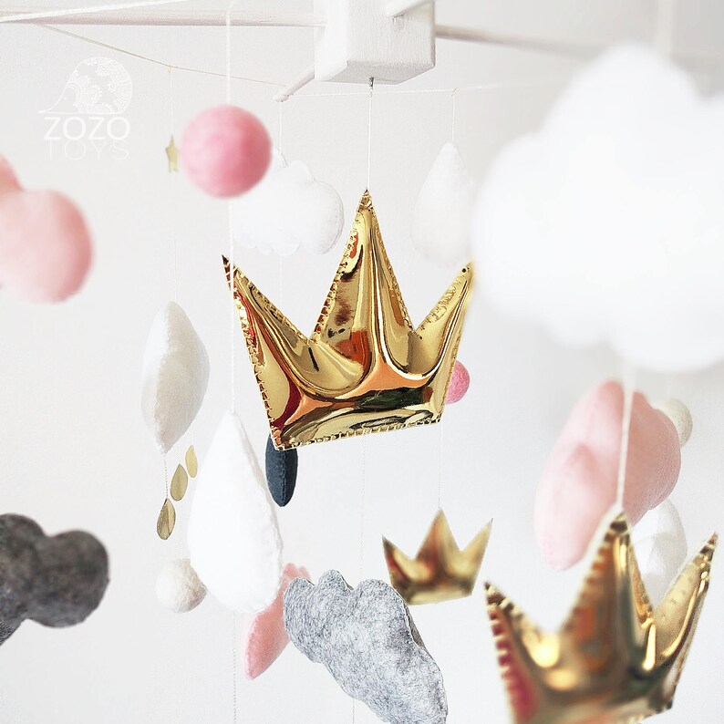 Baby Mobile Princess Baby Crib Mobile Crown mobile Girl Etsy