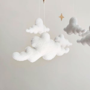 Stars and Clouds Baby Mobile Boy Starry Night Nursery Mobile Neutral Baby Mobile Moon Stars Baby Crib Mobile Space Mobile image 4