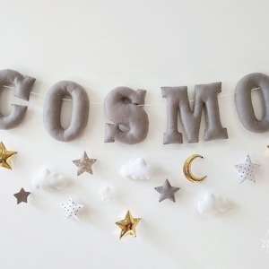 Baby Name Garland - Personalized Name Banner - Felt Nursery Letters - Baby Name Bunting - Custom Name Banner - Wall Decoration Banner