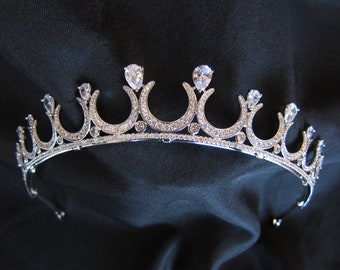 Handgjord halo bröllopstiara - himmelsk månekrona kristall huvudbonad strass silver - handgjorda boho eleganta håraccessoarer