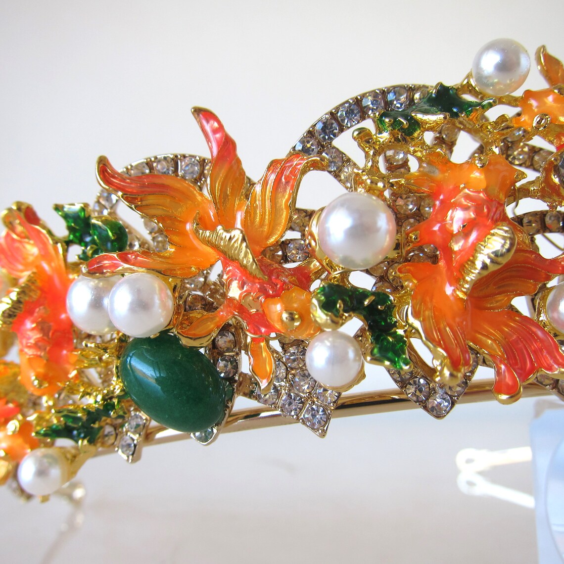 Jade enamel fish crystal wedding crown bridal tiara with Etsy
