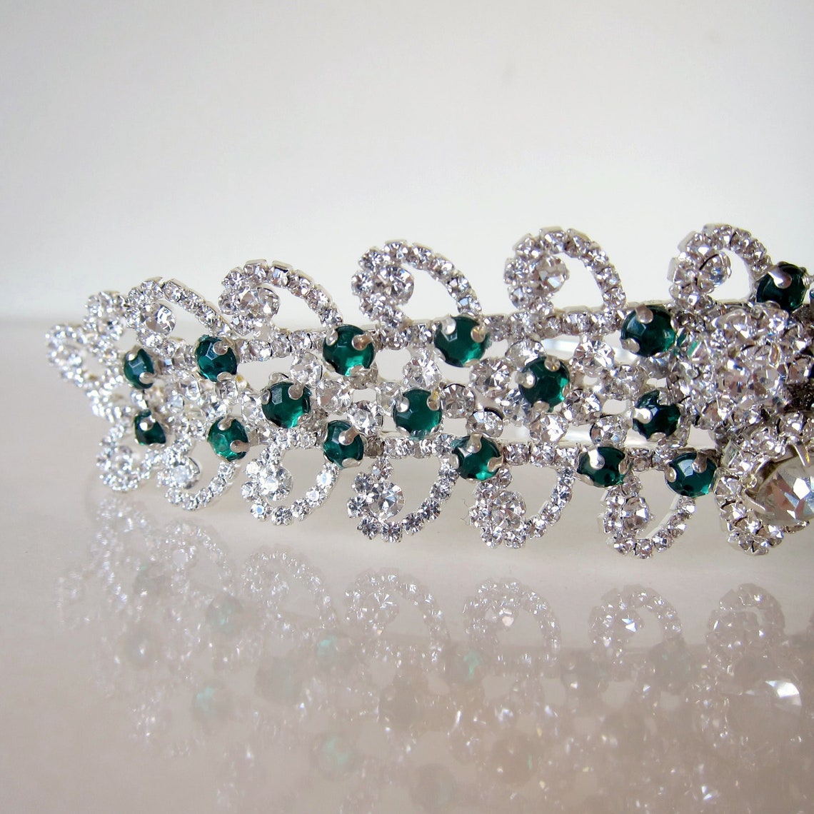 Green Fairy Wedding Tiara Bridal Crown With Emerald Fantasy Etsy