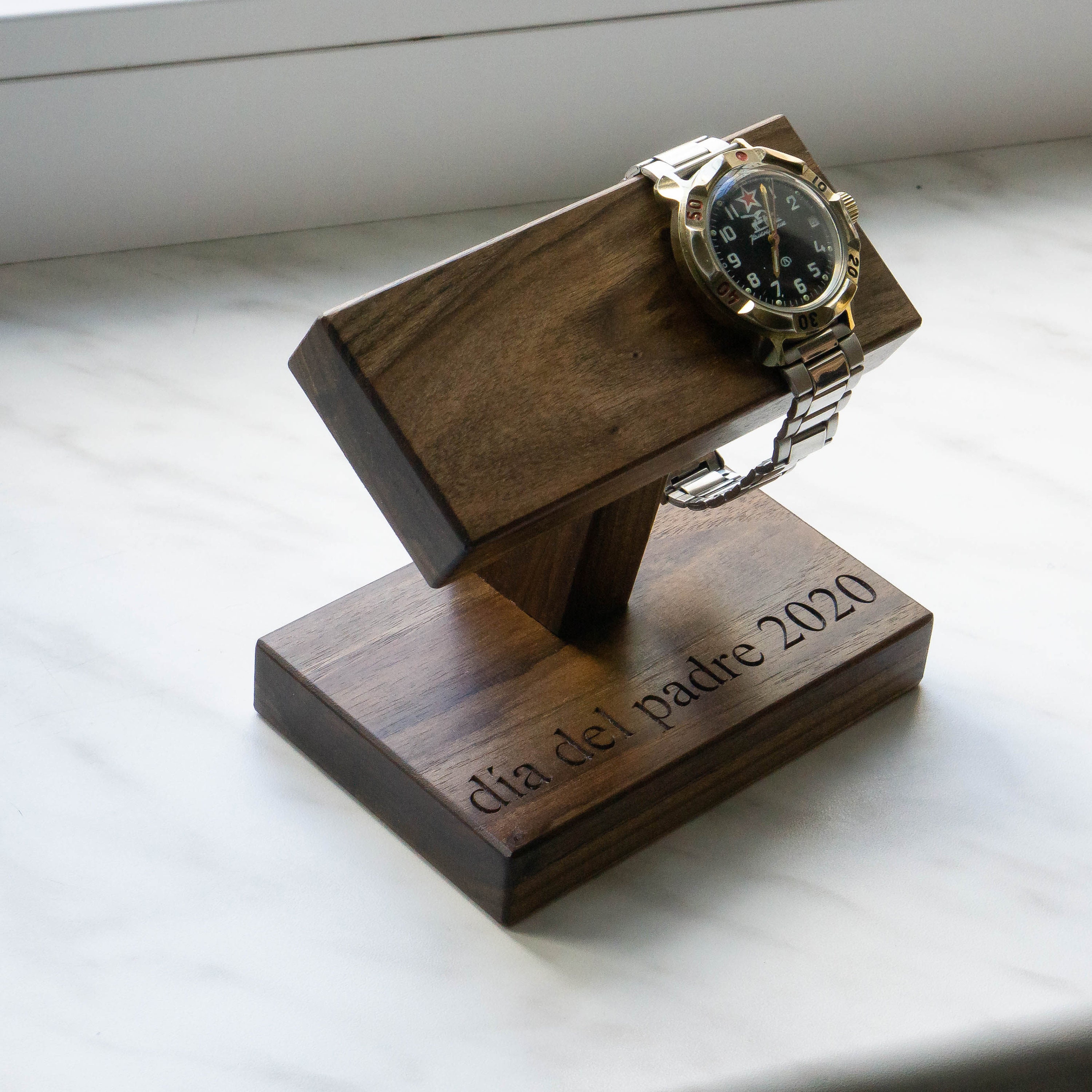 Walnut watch stand for 2 wristwatch wooden watch stand for Etsy