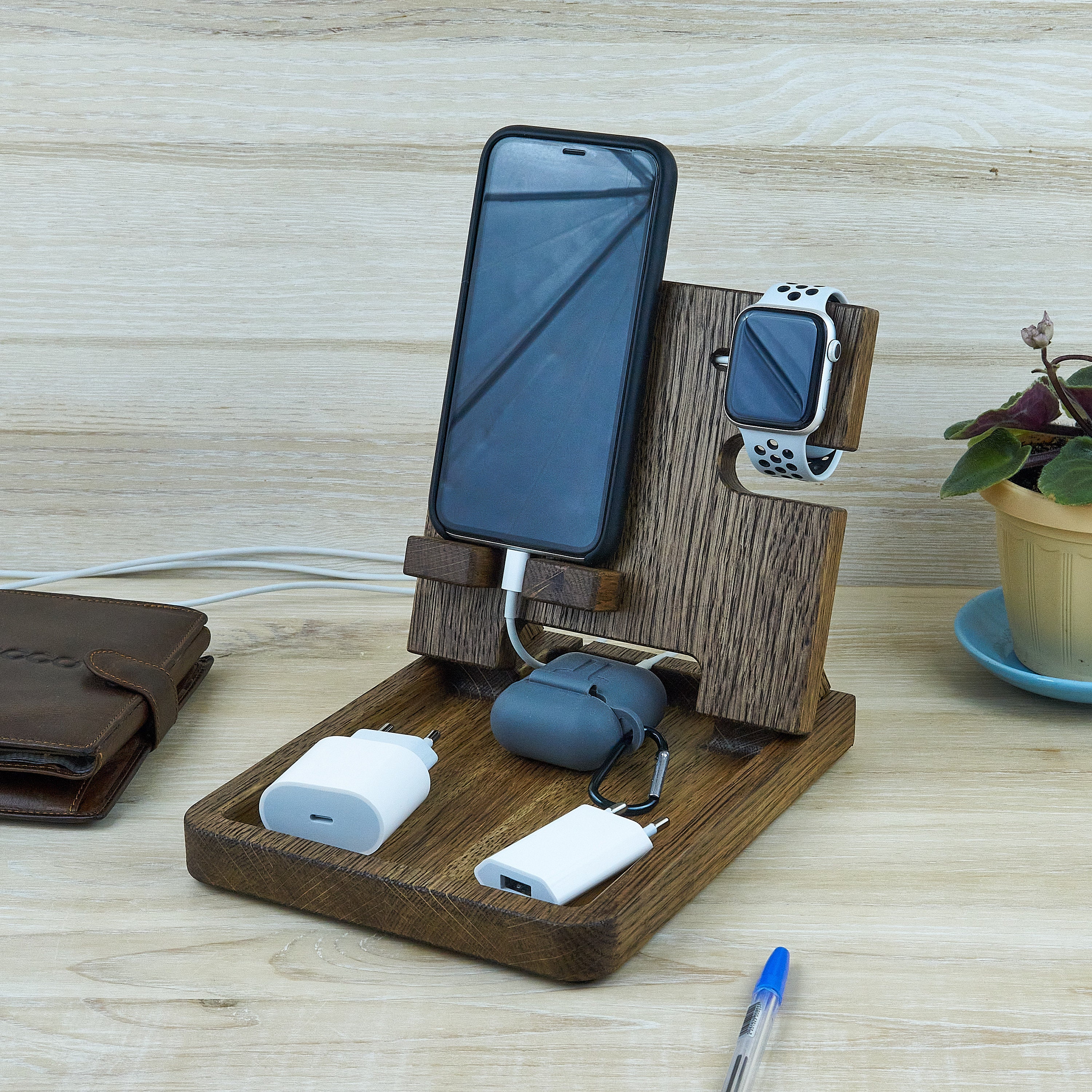 Wooden Iphone Apple Watch Charger 
