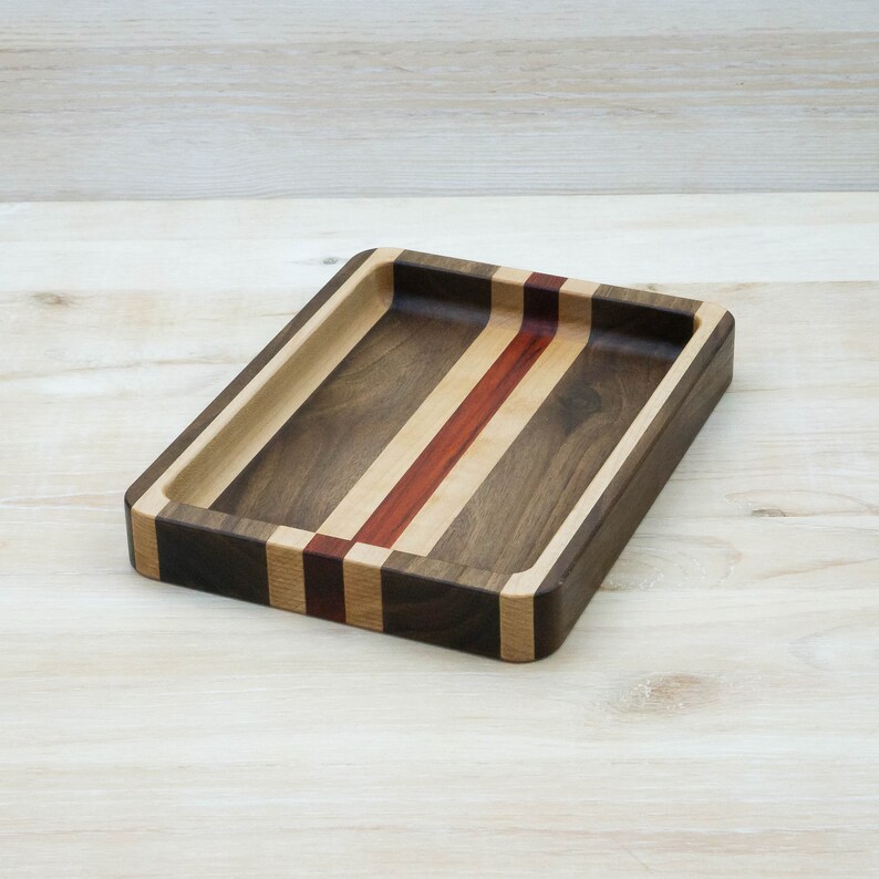 Wooden valet tray wood desk organizer for men wooden dish Etsy