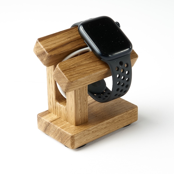 Oak Apple Watch stand wood docking charger stand smart Watch charging station iWatch holder