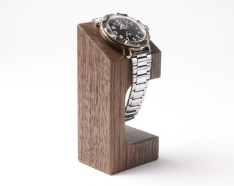 Wooden Watch stand for men's wristwatch black walnut, oak, fumed oak