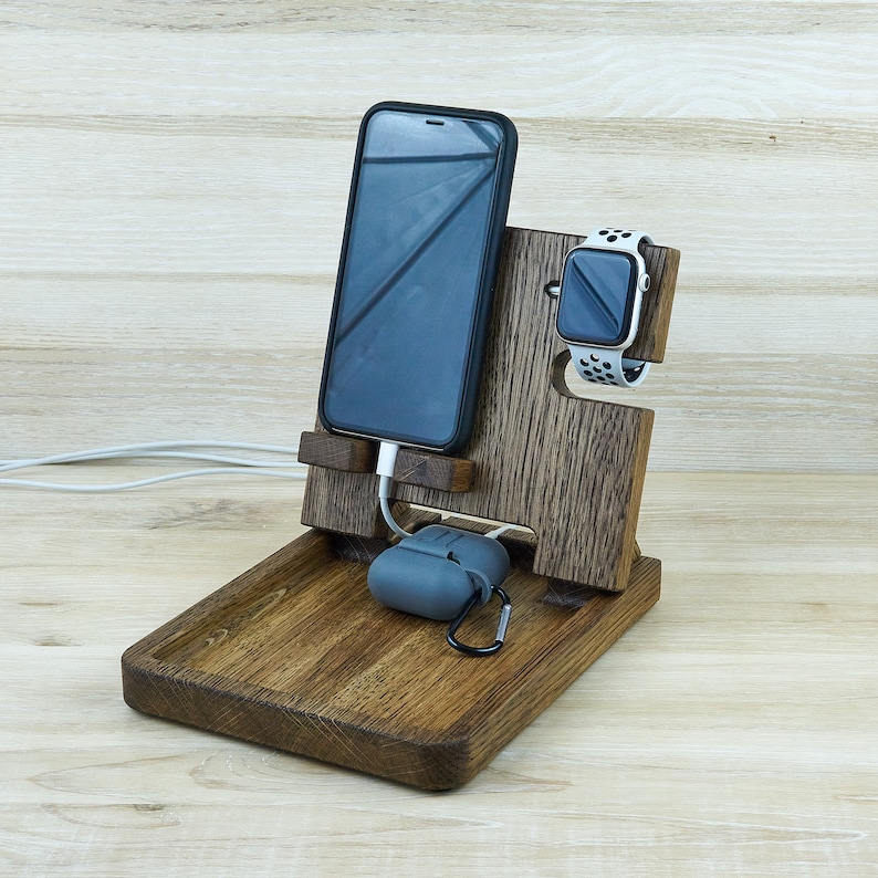 Wooden Iphone Apple Watch Charger Airpods Charging Docking Etsy