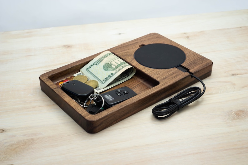Wood desk organizer fast wireless charger qi charging station Etsy