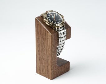 Wooden Watch stand for men's wristwatch black walnut, oak, fumed oak