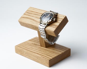 Support de montre en chêne pour 2 montres-bracelets, support de montre en bois pour hommes