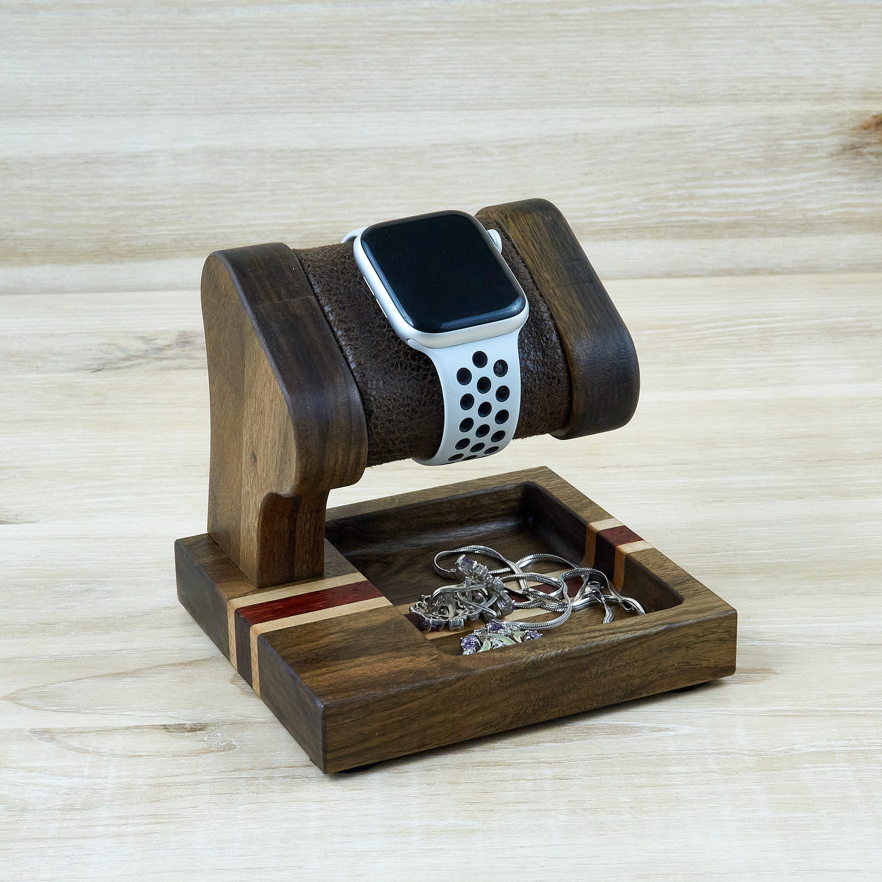 Wood watch stand with place for storage keys ring necklace Etsy