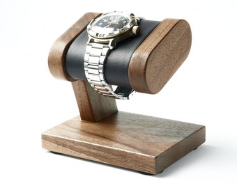 Wooden watch stand with soft pillow, personalized gift for men with engraving