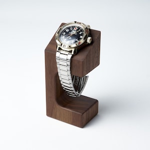 Wooden Watch stand for men's wristwatch black walnut, oak, fumed oak