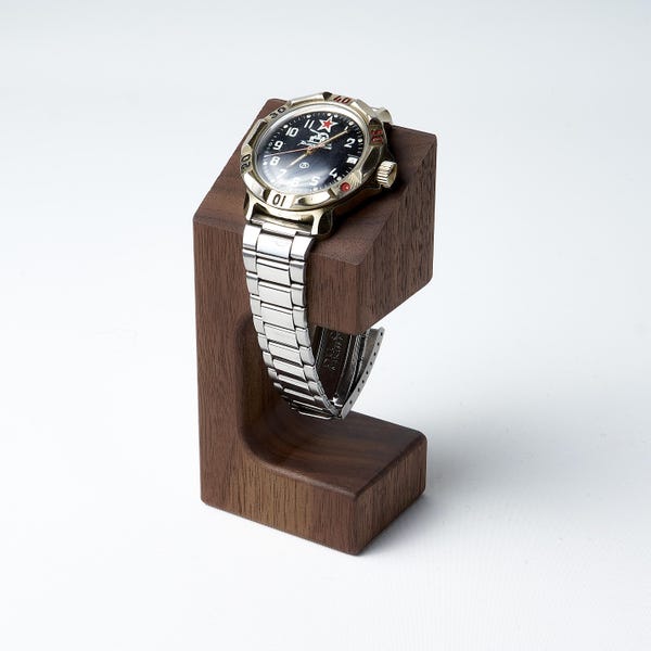 Wooden Watch stand for men's wristwatch black walnut, oak, fumed oak