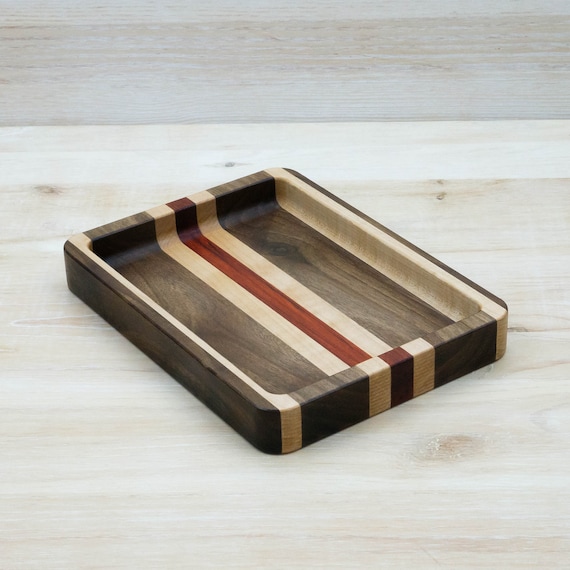 Wooden Valet Tray Wood Desk Organizer For Men Wooden Dish Etsy