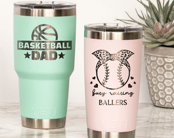 Sports Mom Personalized Sports YETI tumbler / Laser Engraved YETI travel mug for Parents / Custom gift for Dad / Coach Christmas Gift