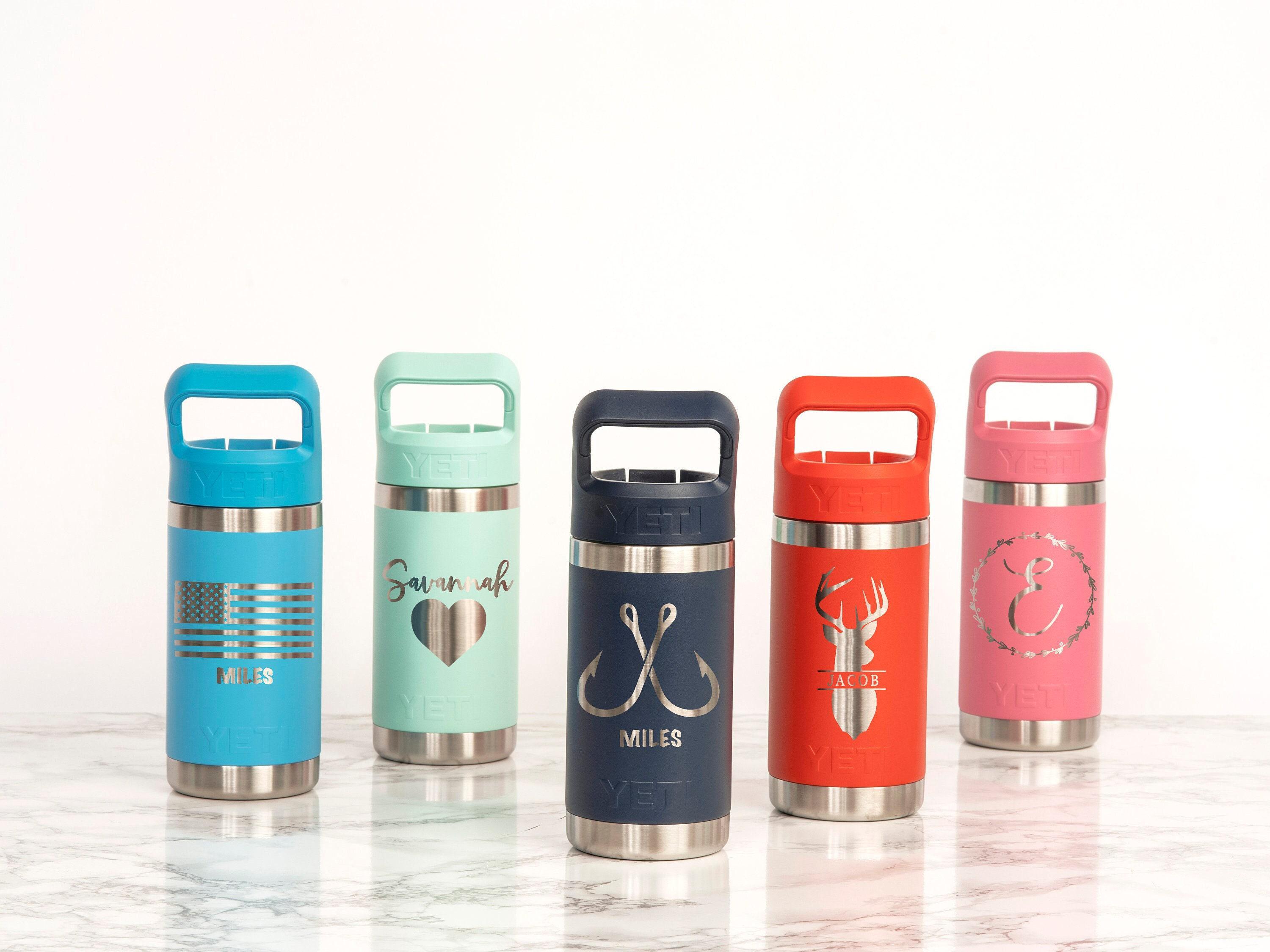 Personalized Kids 12oz/18oz Rambler Jr YETI Water Bottle / Sports Camp Bottle / Engraved Childrens Bottle for School / Girls & Boys Gift