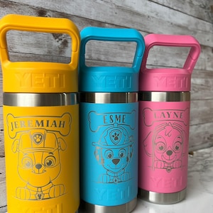 Personalized Paw Patrol Kids 12oz/18oz Rambler Jr YETI Water Bottle / Engraved Childrens Bottle for School / Girls & Boys Christmas Gift
